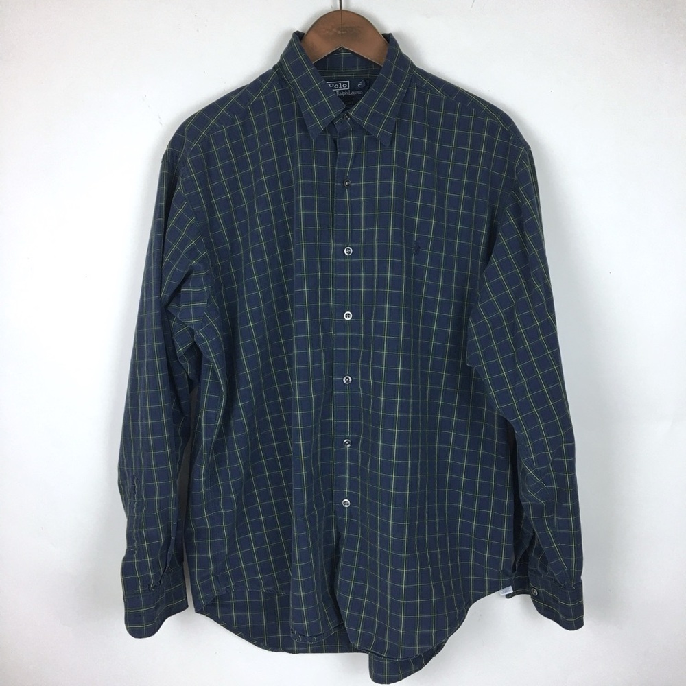 Polo by Ralph Lauren Men’s Button Down Shirt Large Green and Blue